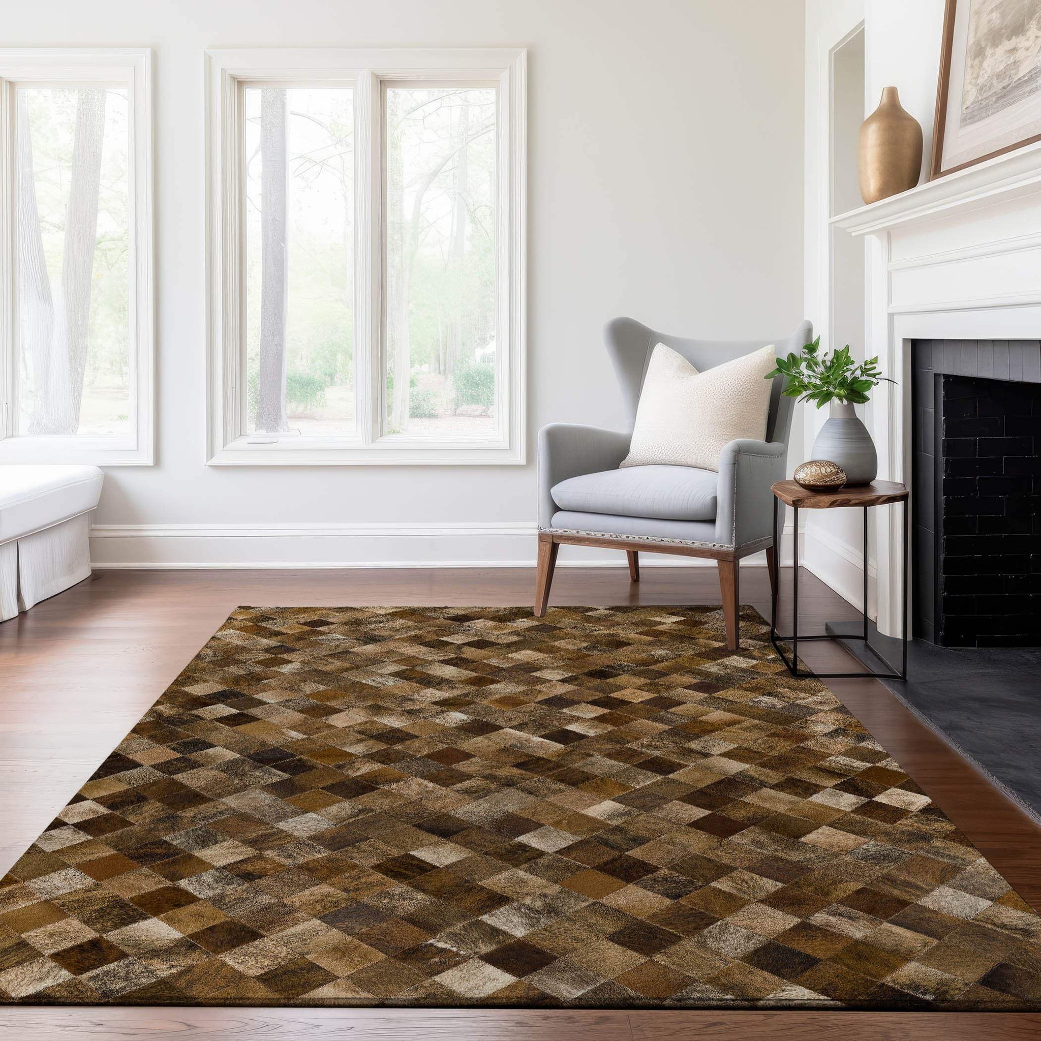 10' X 14' Beige Brown And Coffee Cowhide Print Washable Area Rug With UV Protection - HomeRoots - Flyclothing LLC