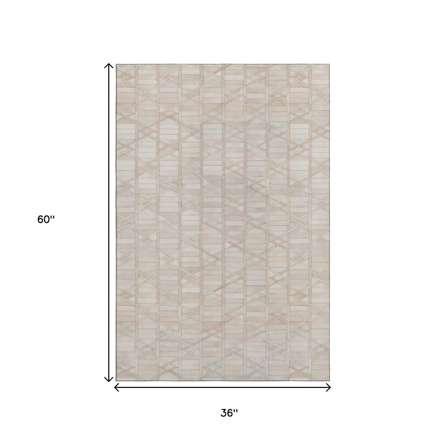 3' X 5' Ivory And Beige Diamond Washable Area Rug With UV Protection - HomeRoots - Flyclothing LLC