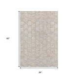 3' X 5' Ivory And Beige Diamond Washable Area Rug With UV Protection - HomeRoots - Flyclothing LLC