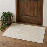 3' X 5' Ivory And Beige Diamond Washable Area Rug With UV Protection - HomeRoots - Flyclothing LLC