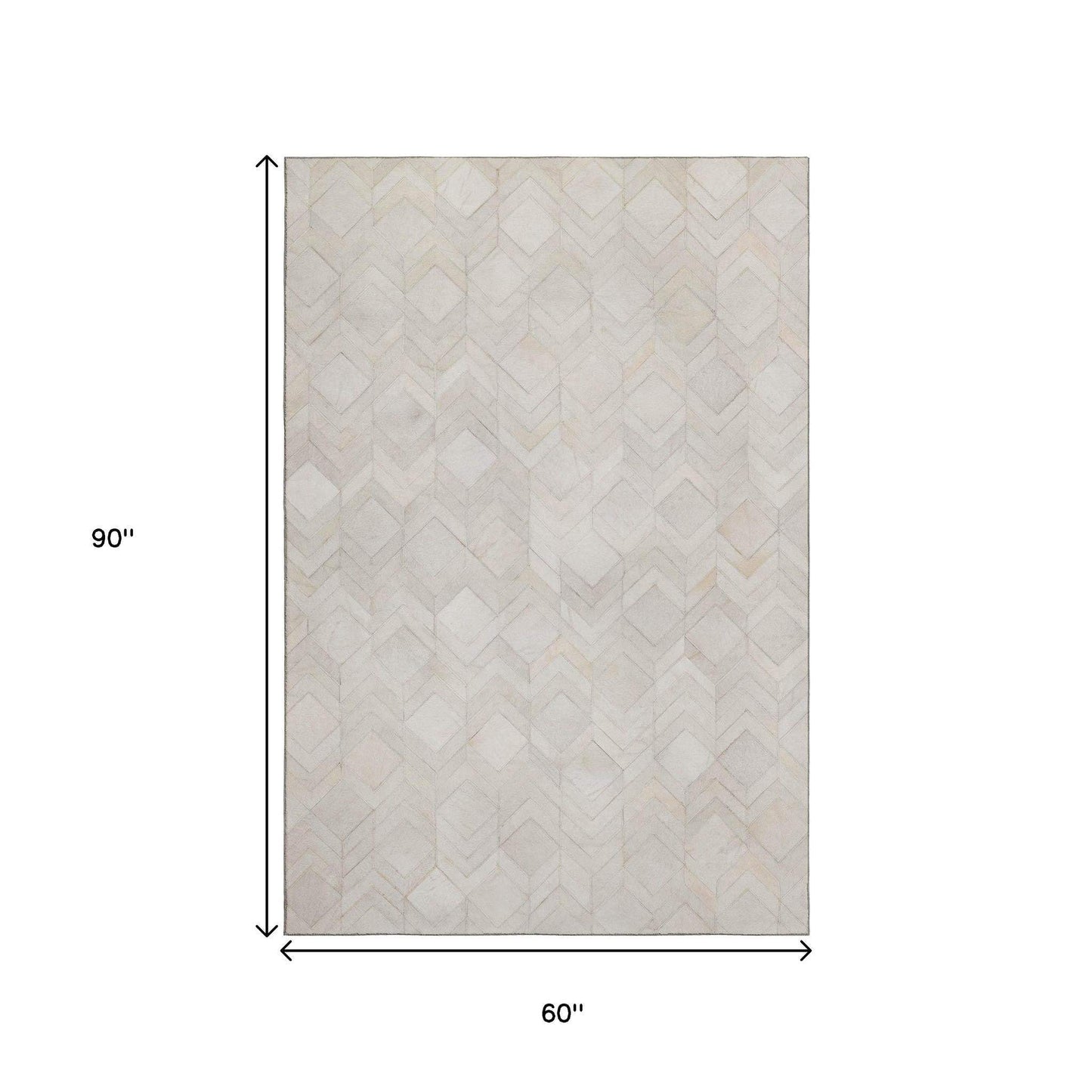 5' X 8' Ivory And Gray Geometric Washable Area Rug With UV Protection - HomeRoots - Flyclothing LLC