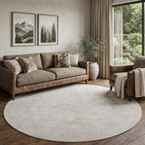 8' Ivory And Gray Geometric Washable Round Rug With UV Protection - HomeRoots - Flyclothing LLC