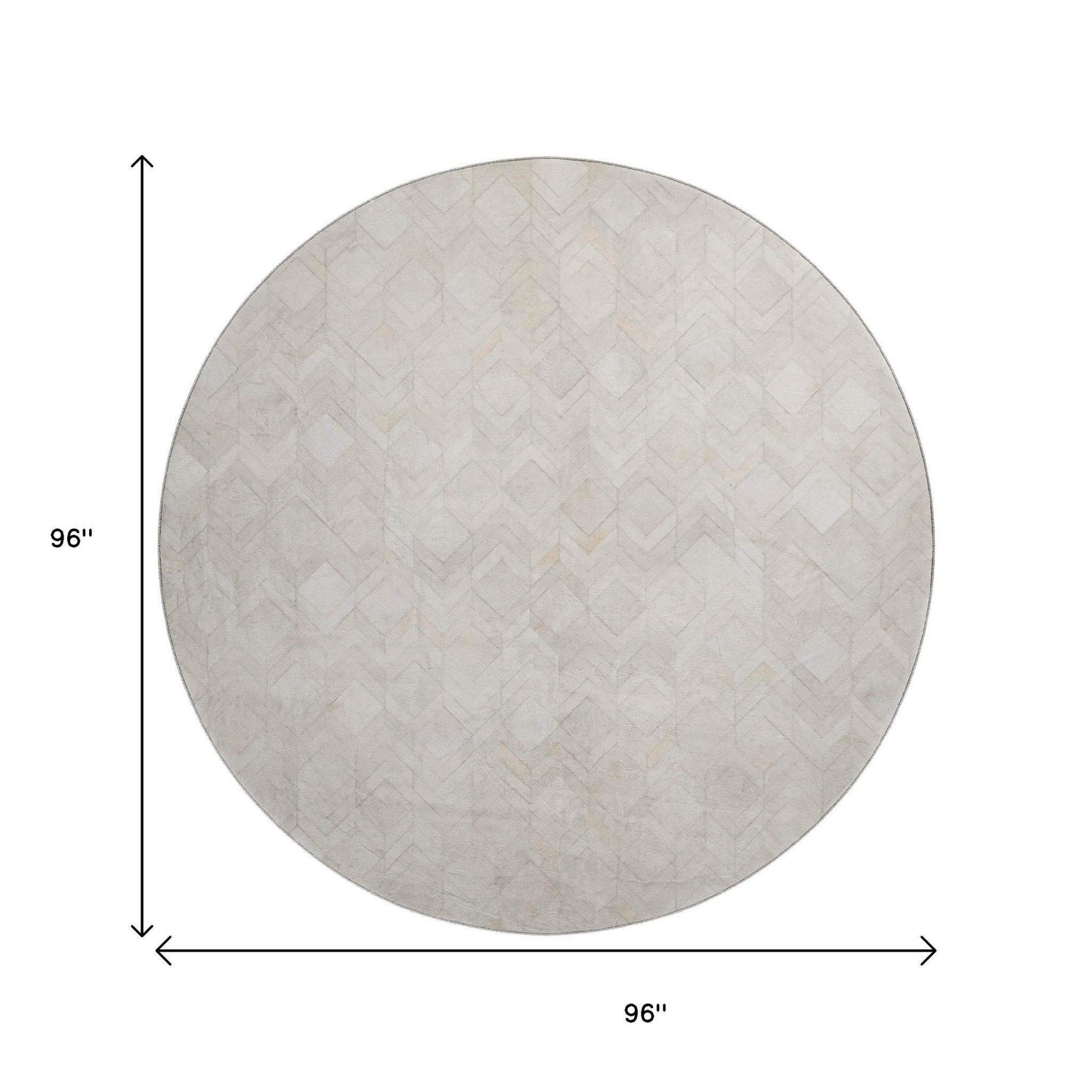 8' Ivory And Gray Geometric Washable Round Rug With UV Protection - HomeRoots - Flyclothing LLC