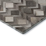 8' X 10' Gray Ivory And Black Geometric Washable Area Rug With UV Protection - HomeRoots - Flyclothing LLC