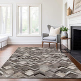 8' X 10' Gray Ivory And Black Geometric Washable Area Rug With UV Protection - HomeRoots - Flyclothing LLC