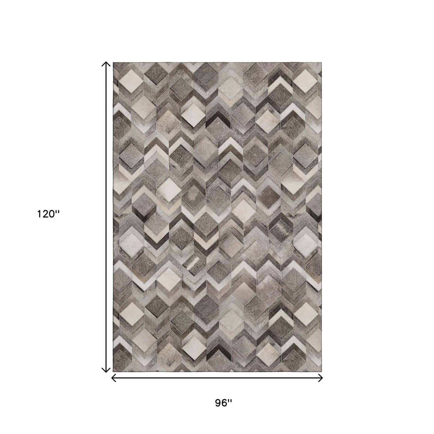8' X 10' Gray Ivory And Black Geometric Washable Area Rug With UV Protection - HomeRoots - Flyclothing LLC