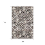 8' X 10' Gray Ivory And Black Geometric Washable Area Rug With UV Protection - HomeRoots - Flyclothing LLC