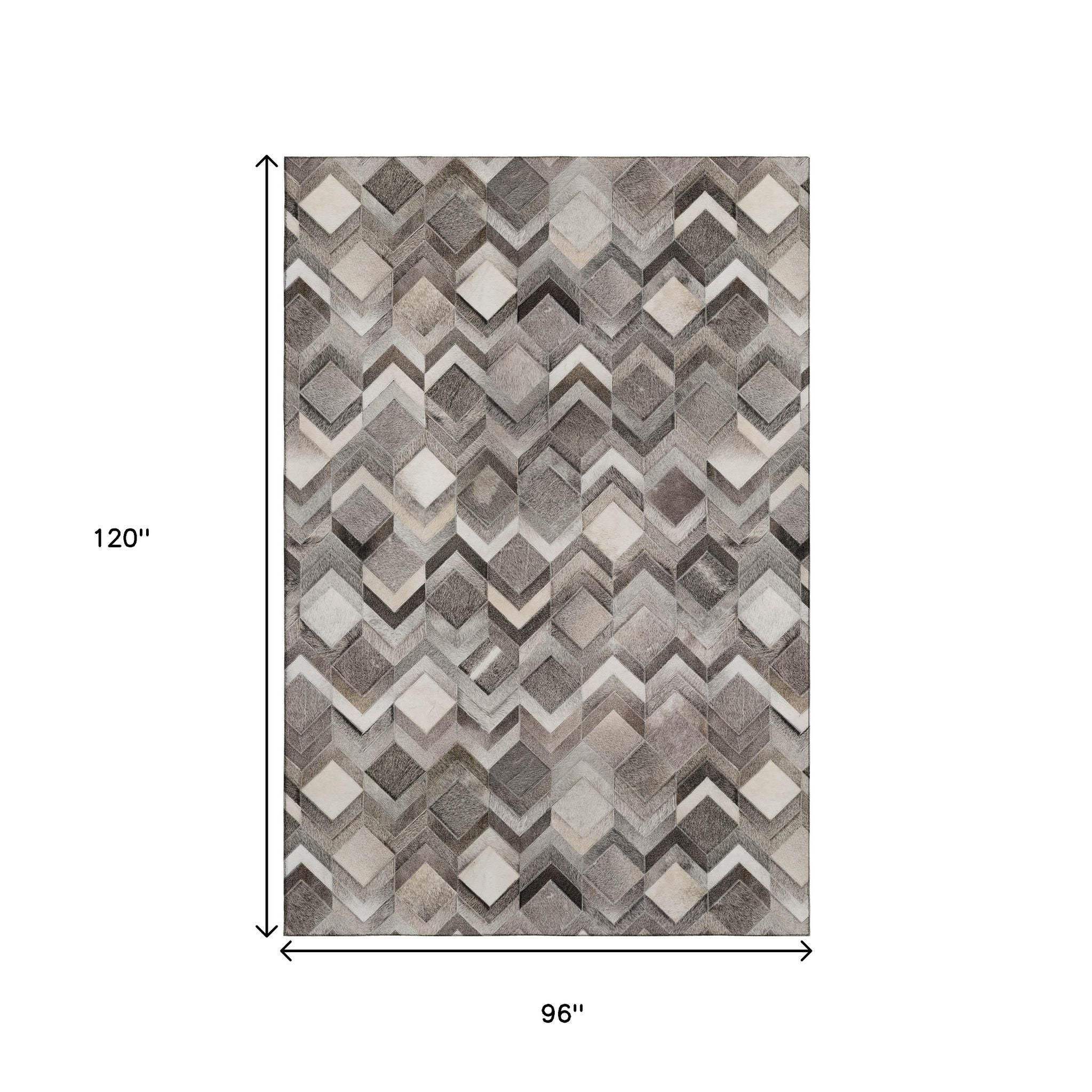 8' X 10' Gray Ivory And Black Geometric Washable Area Rug With UV Protection - HomeRoots - Flyclothing LLC