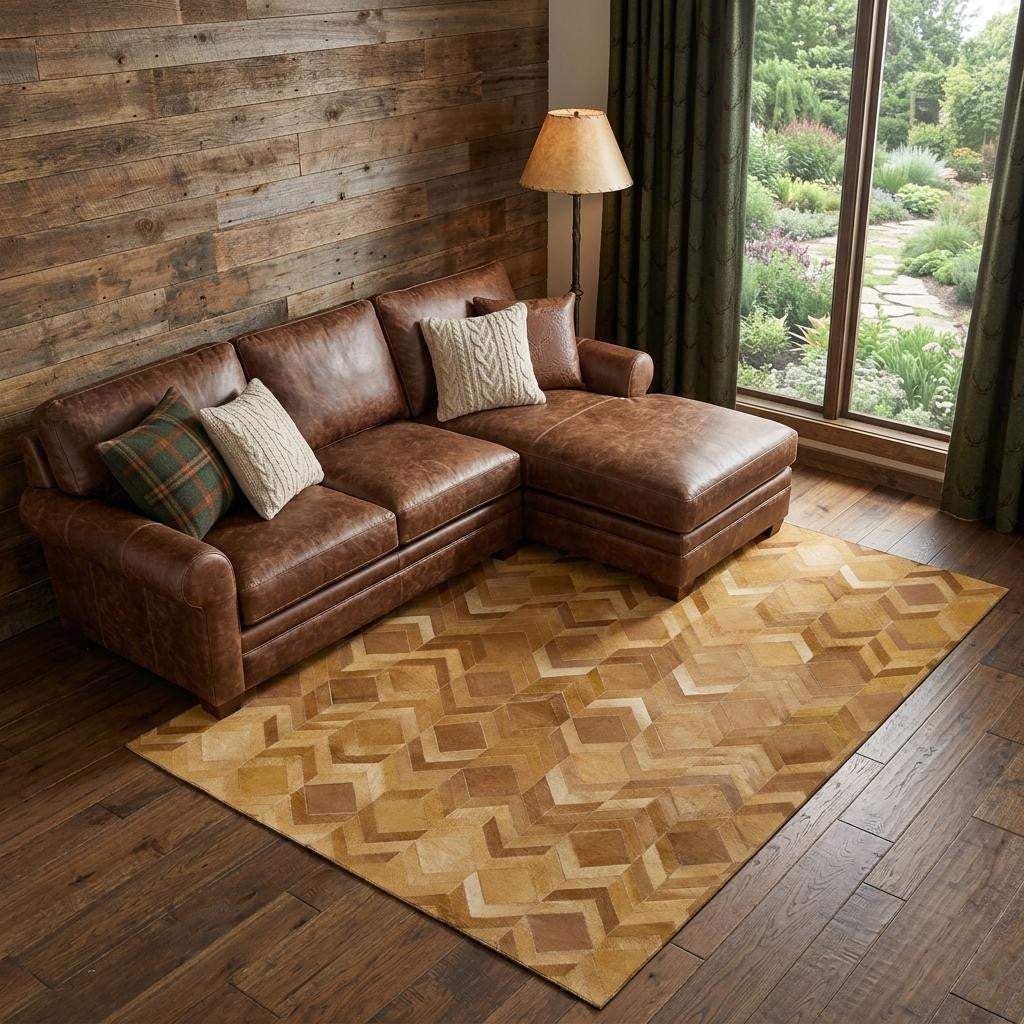 9' X 12' Brown Ivory And Beige Geometric Washable Area Rug With UV Protection - HomeRoots - Flyclothing LLC