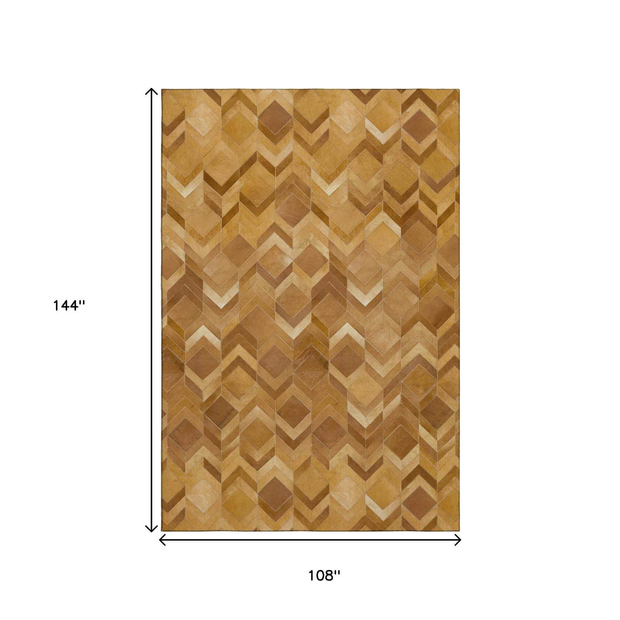 9' X 12' Brown Ivory And Beige Geometric Washable Area Rug With UV Protection - HomeRoots - Flyclothing LLC