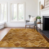 10' X 14' Brown Ivory And Beige Geometric Washable Area Rug With UV Protection - HomeRoots - Flyclothing LLC