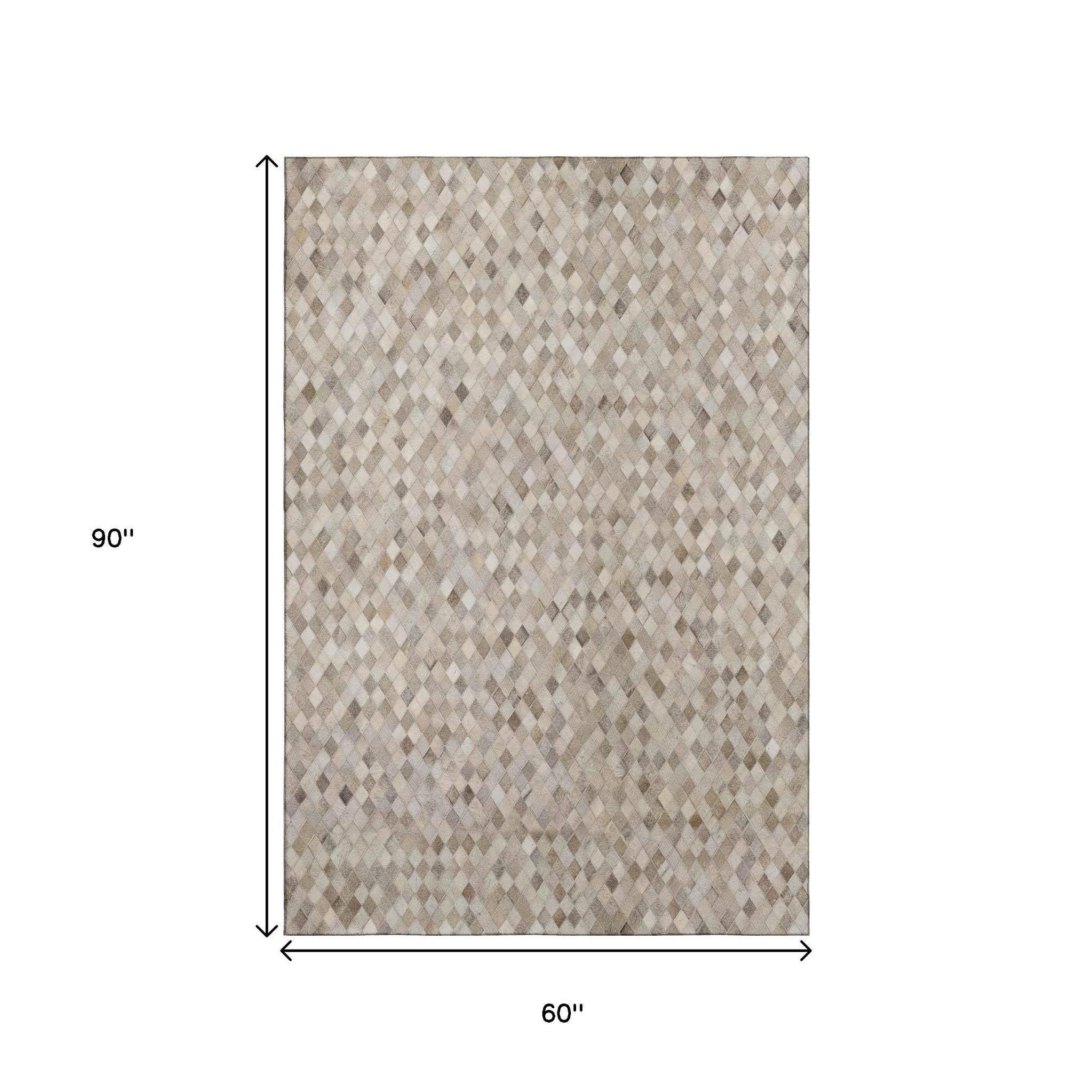 5' X 8' Gray Ivory And Beige Diamond Washable Area Rug With UV Protection - HomeRoots - Flyclothing LLC