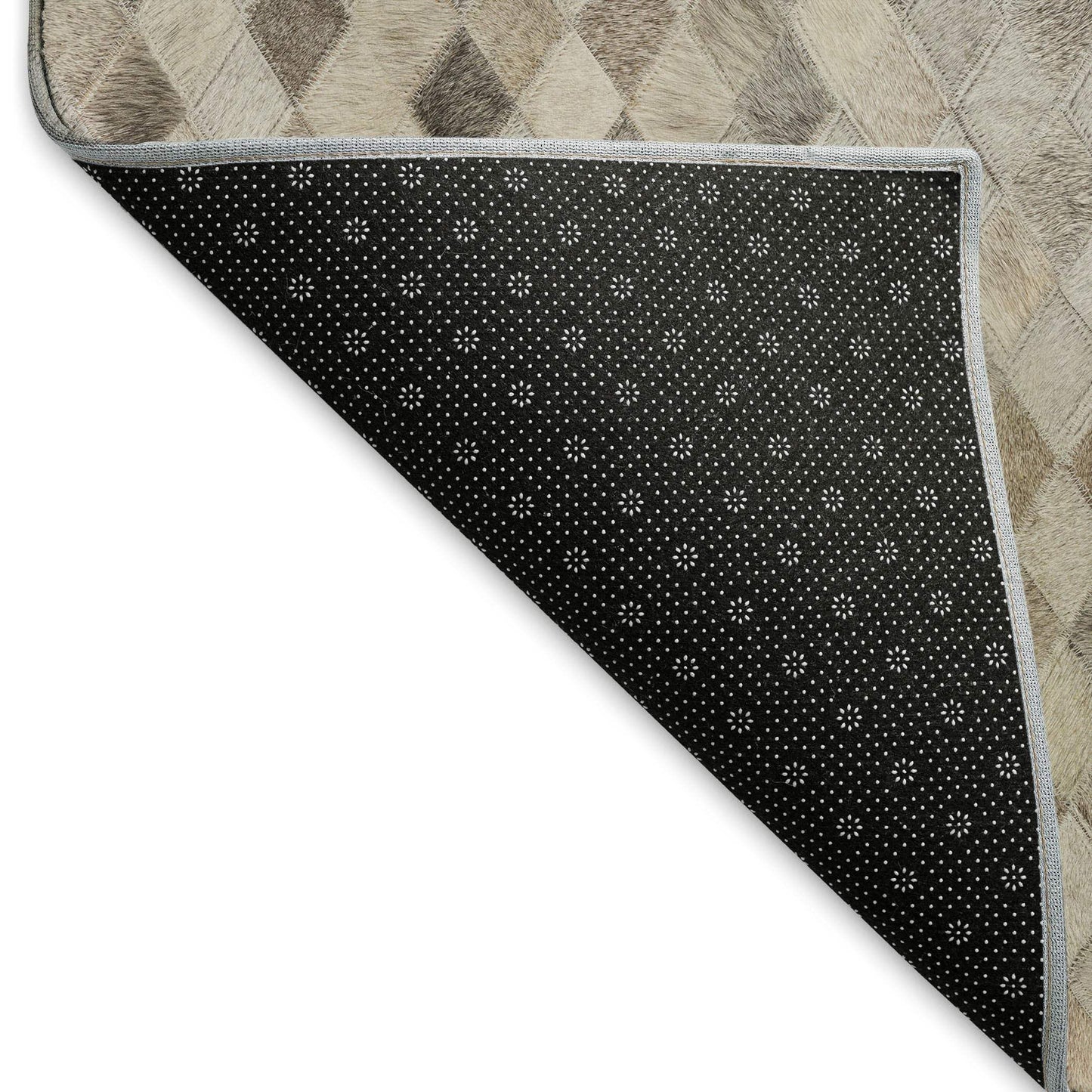 8' Gray Ivory And Beige Diamond Washable Round Rug With UV Protection - HomeRoots - Flyclothing LLC