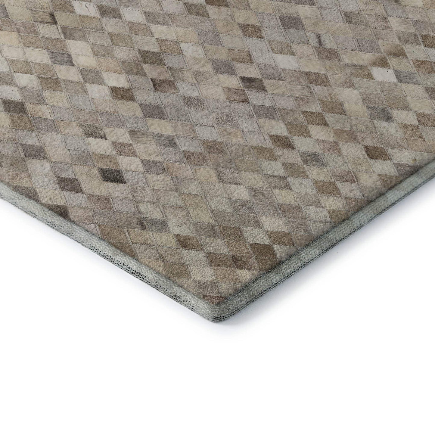 8' Gray Ivory And Beige Diamond Washable Round Rug With UV Protection - HomeRoots - Flyclothing LLC