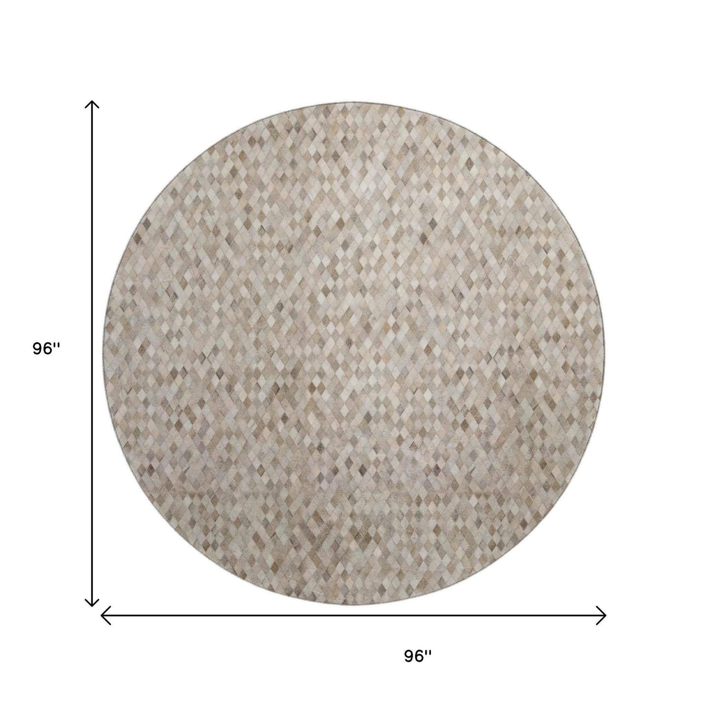8' Gray Ivory And Beige Diamond Washable Round Rug With UV Protection - HomeRoots - Flyclothing LLC