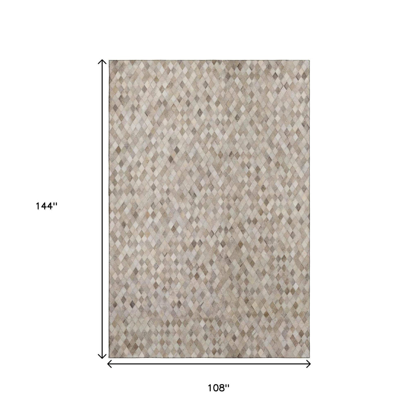 9' X 12' Beige Gray And Ivory Diamond Washable Area Rug With UV Protection - HomeRoots - Flyclothing LLC