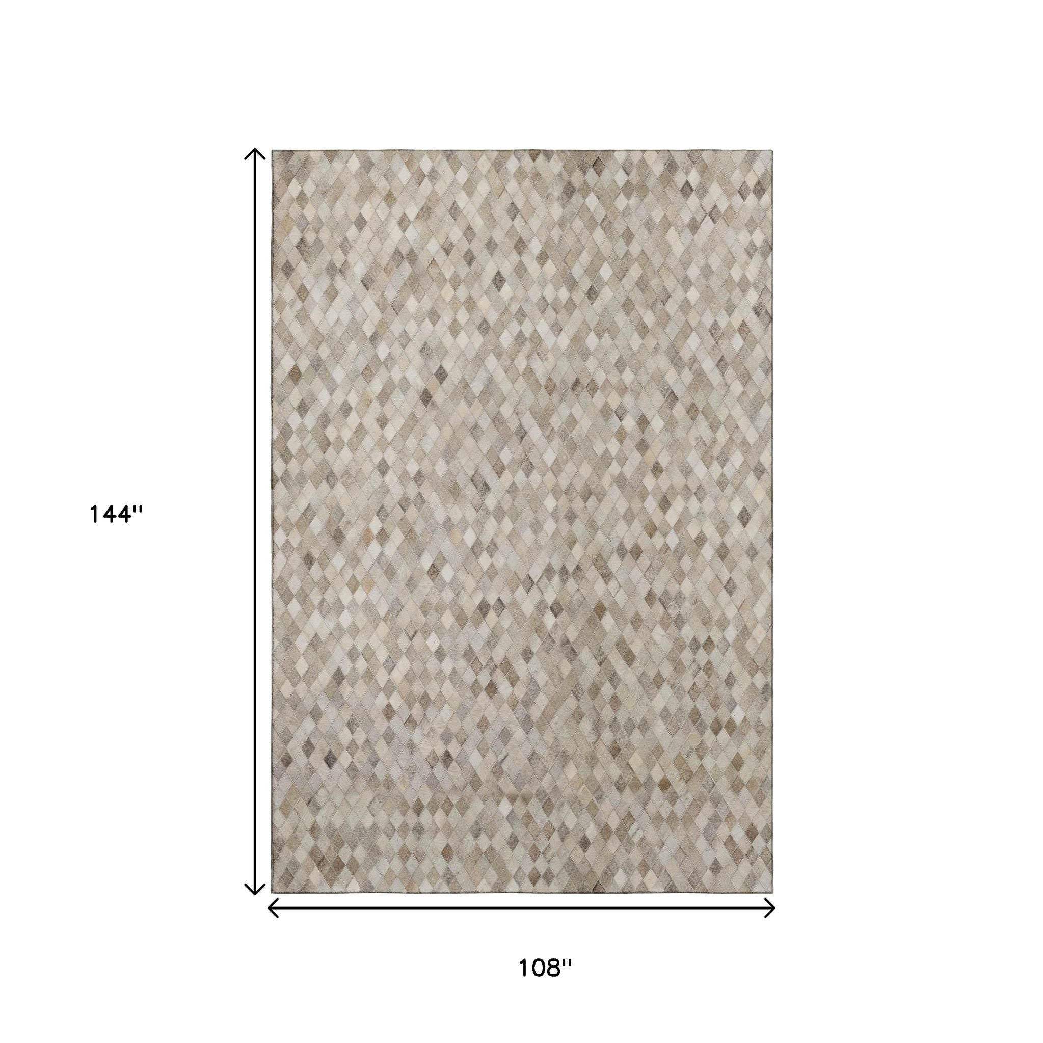 9' X 12' Beige Gray And Ivory Diamond Washable Area Rug With UV Protection - HomeRoots - Flyclothing LLC