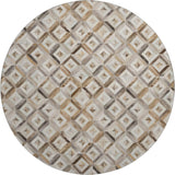 8' Gray Brown And Ivory Diamond Washable Round Rug With UV Protection - HomeRoots - Flyclothing LLC