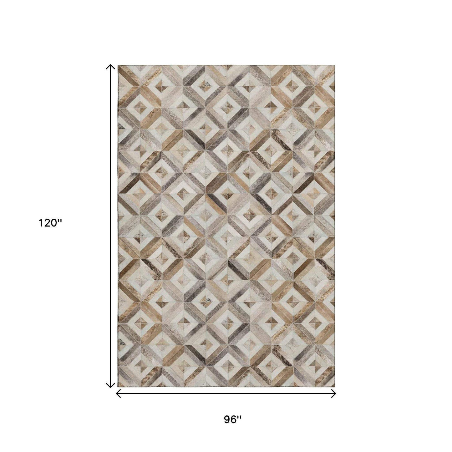 8' X 10' Gray Brown And Ivory Diamond Washable Area Rug With UV Protection - HomeRoots - Flyclothing LLC