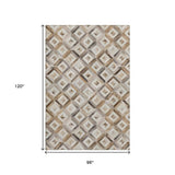 8' X 10' Gray Brown And Ivory Diamond Washable Area Rug With UV Protection - HomeRoots - Flyclothing LLC