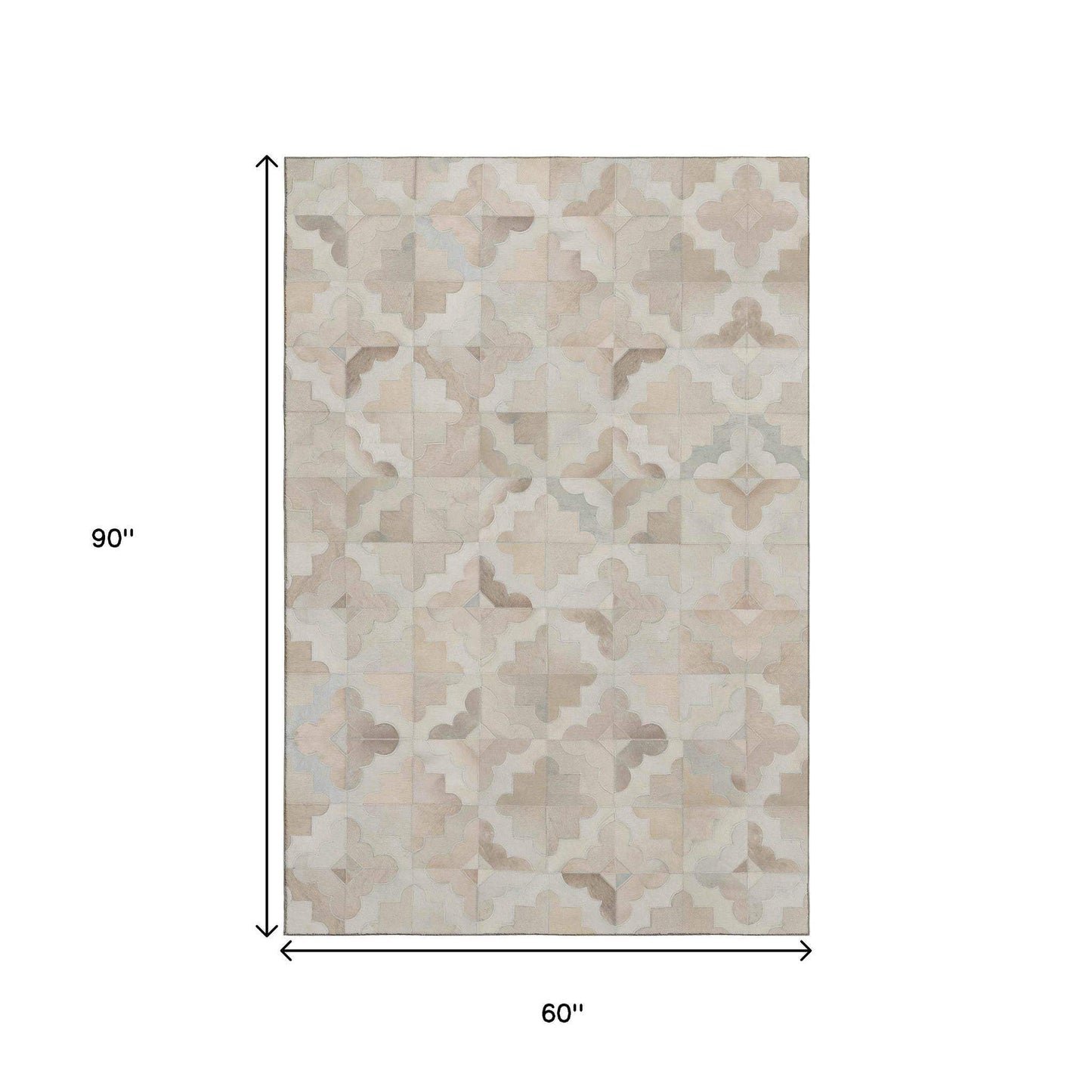 5' X 8' Ivory Beige And Gray Diamond Washable Area Rug With UV Protection - HomeRoots - Flyclothing LLC