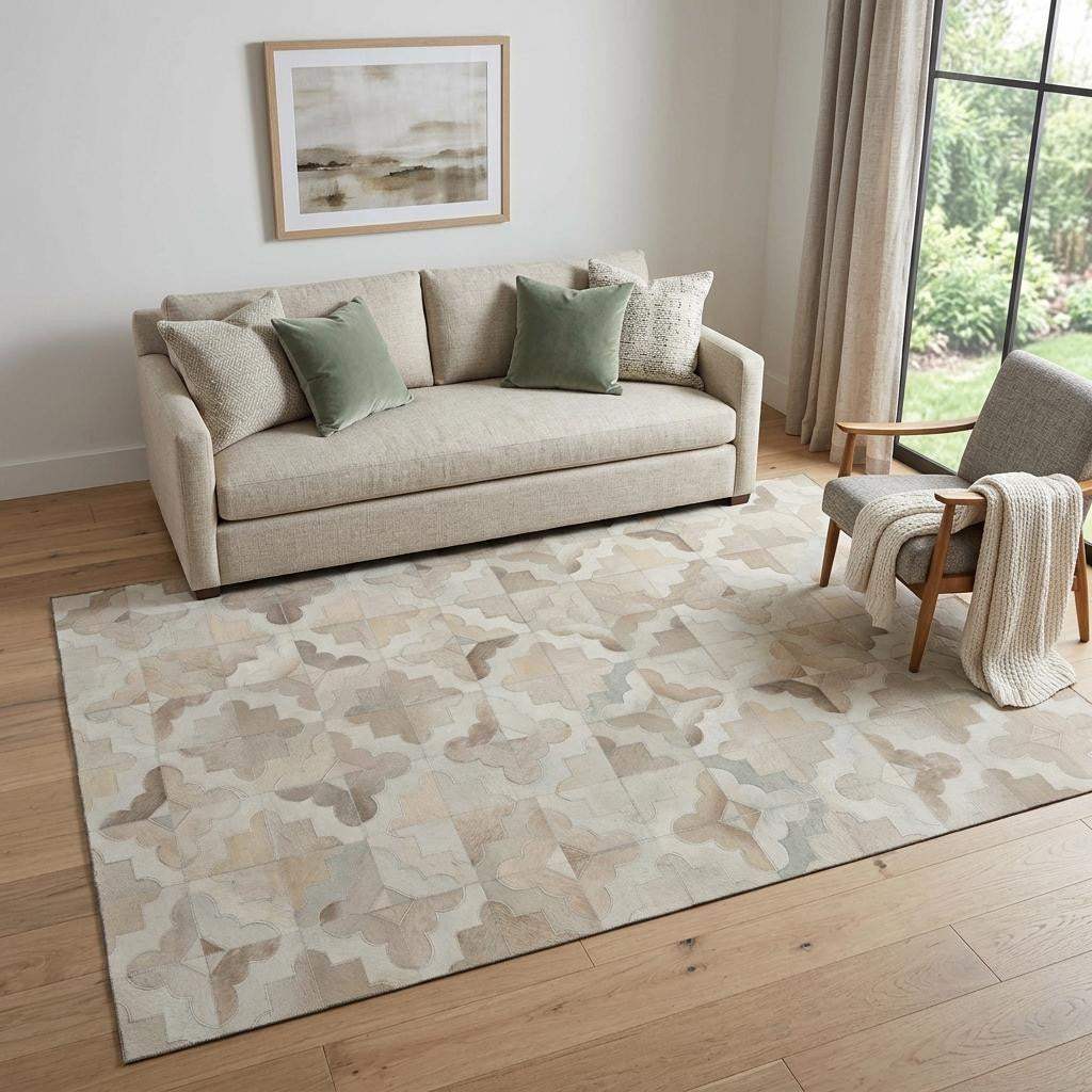 5' X 8' Ivory Beige And Gray Diamond Washable Area Rug With UV Protection - HomeRoots - Flyclothing LLC