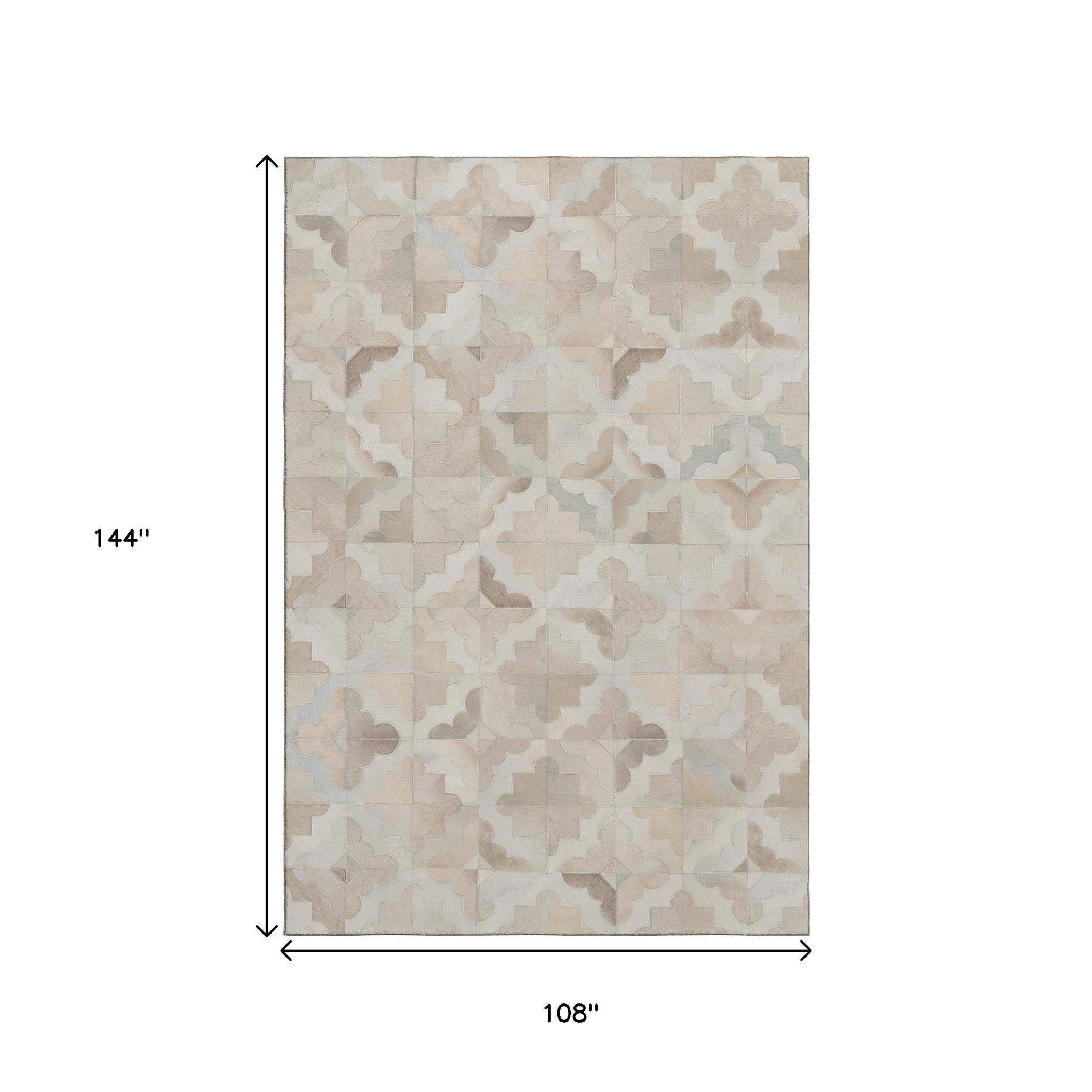 9' X 12' Ivory Beige And Gray Diamond Washable Area Rug With UV Protection - HomeRoots - Flyclothing LLC
