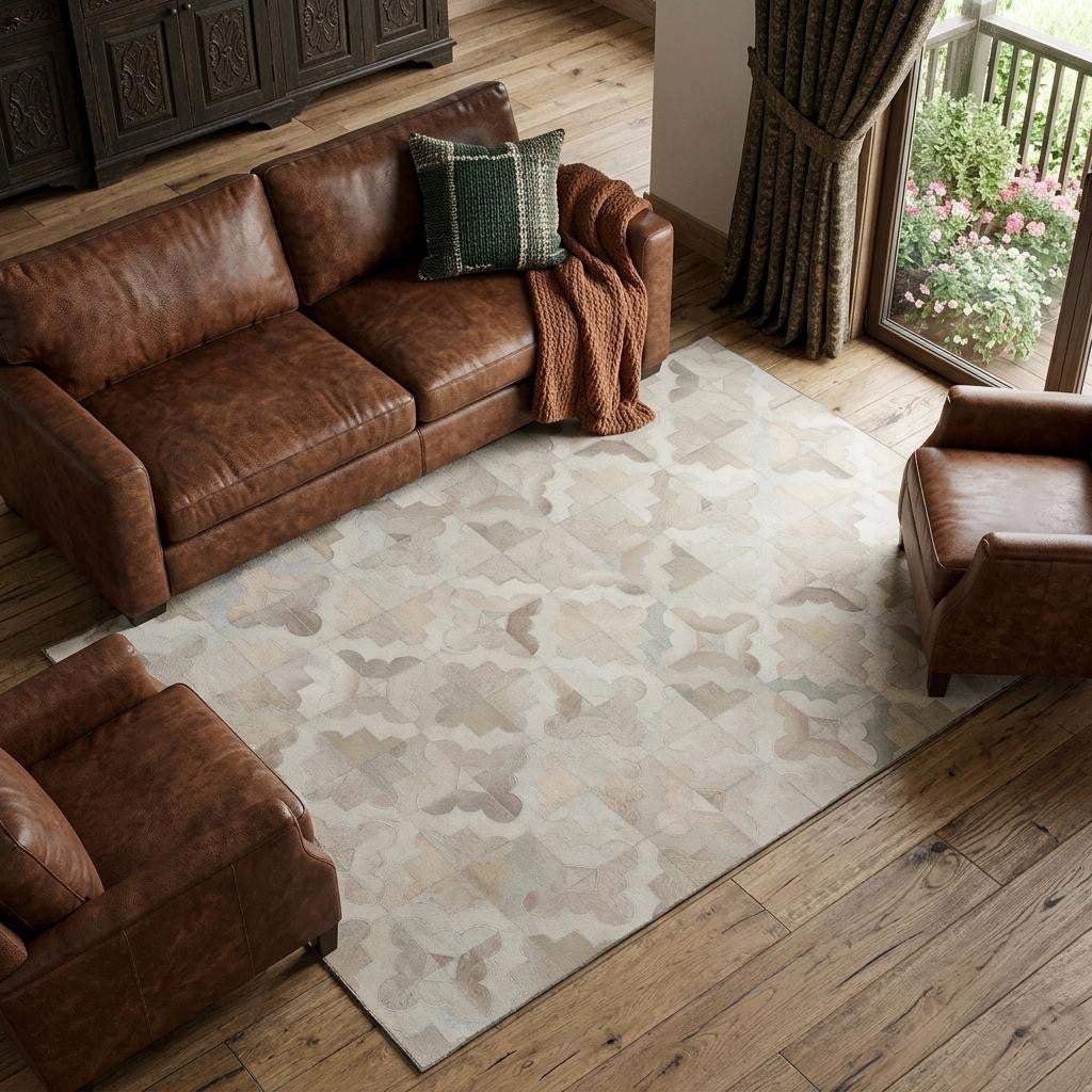 9' X 12' Ivory Beige And Gray Diamond Washable Area Rug With UV Protection - HomeRoots - Flyclothing LLC