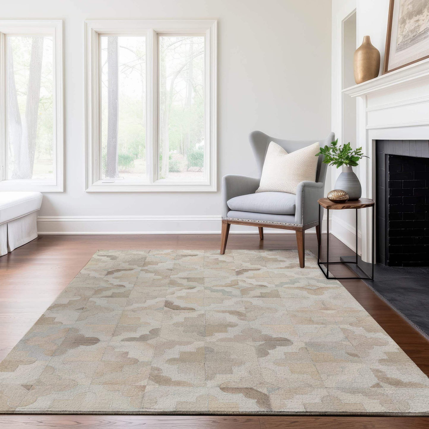 9' X 12' Ivory Beige And Gray Diamond Washable Area Rug With UV Protection - HomeRoots - Flyclothing LLC