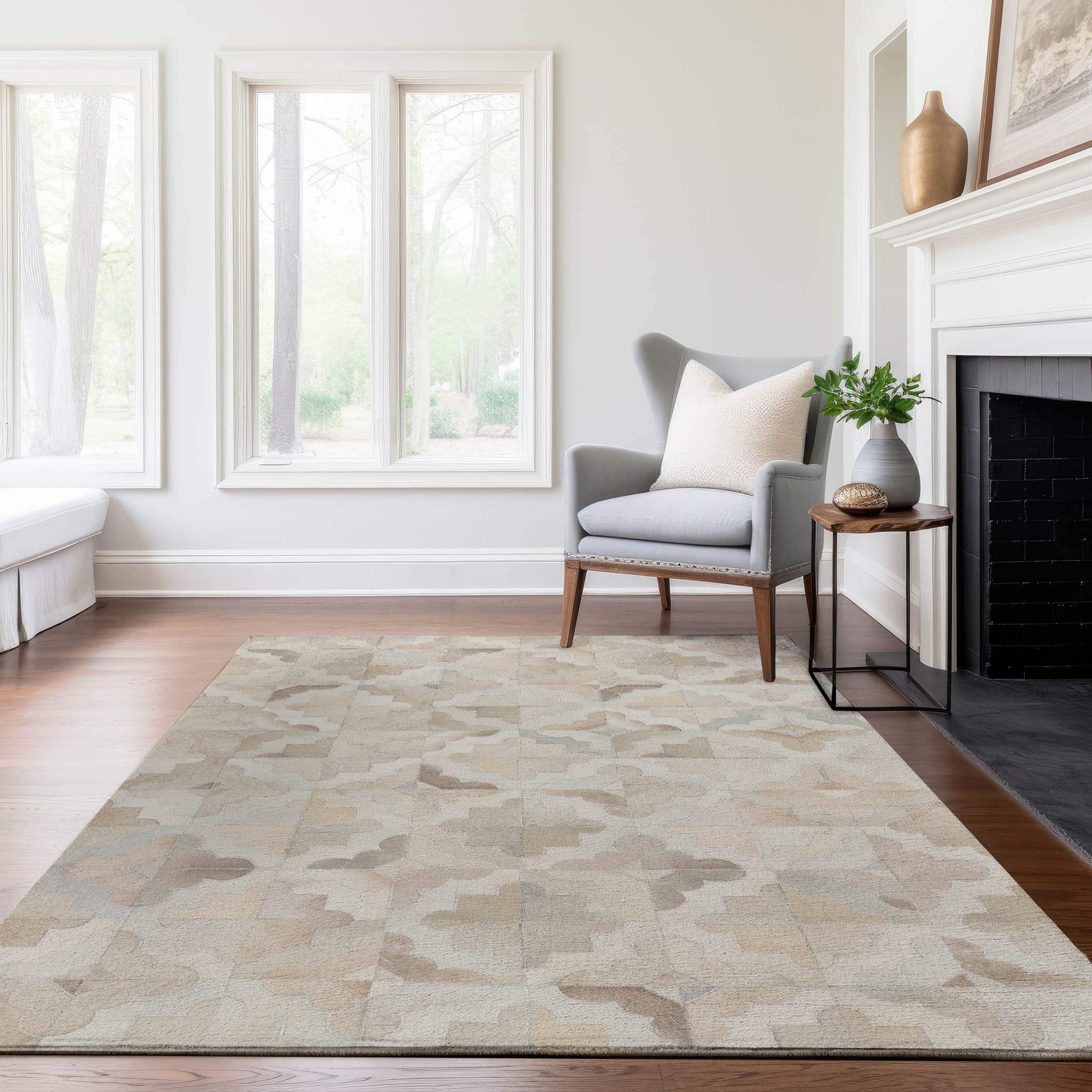 9' X 12' Ivory Beige And Gray Diamond Washable Area Rug With UV Protection - HomeRoots - Flyclothing LLC