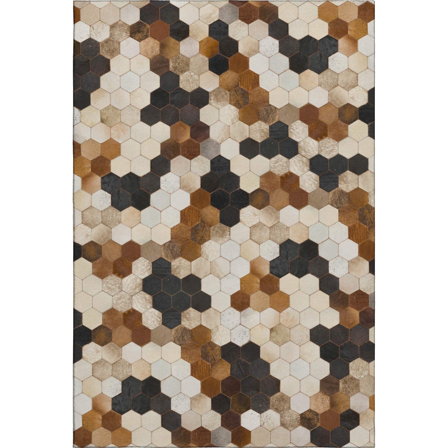 5' X 8' Black Brown And Ivory Geometric Washable Area Rug With UV Protection - HomeRoots - Flyclothing LLC