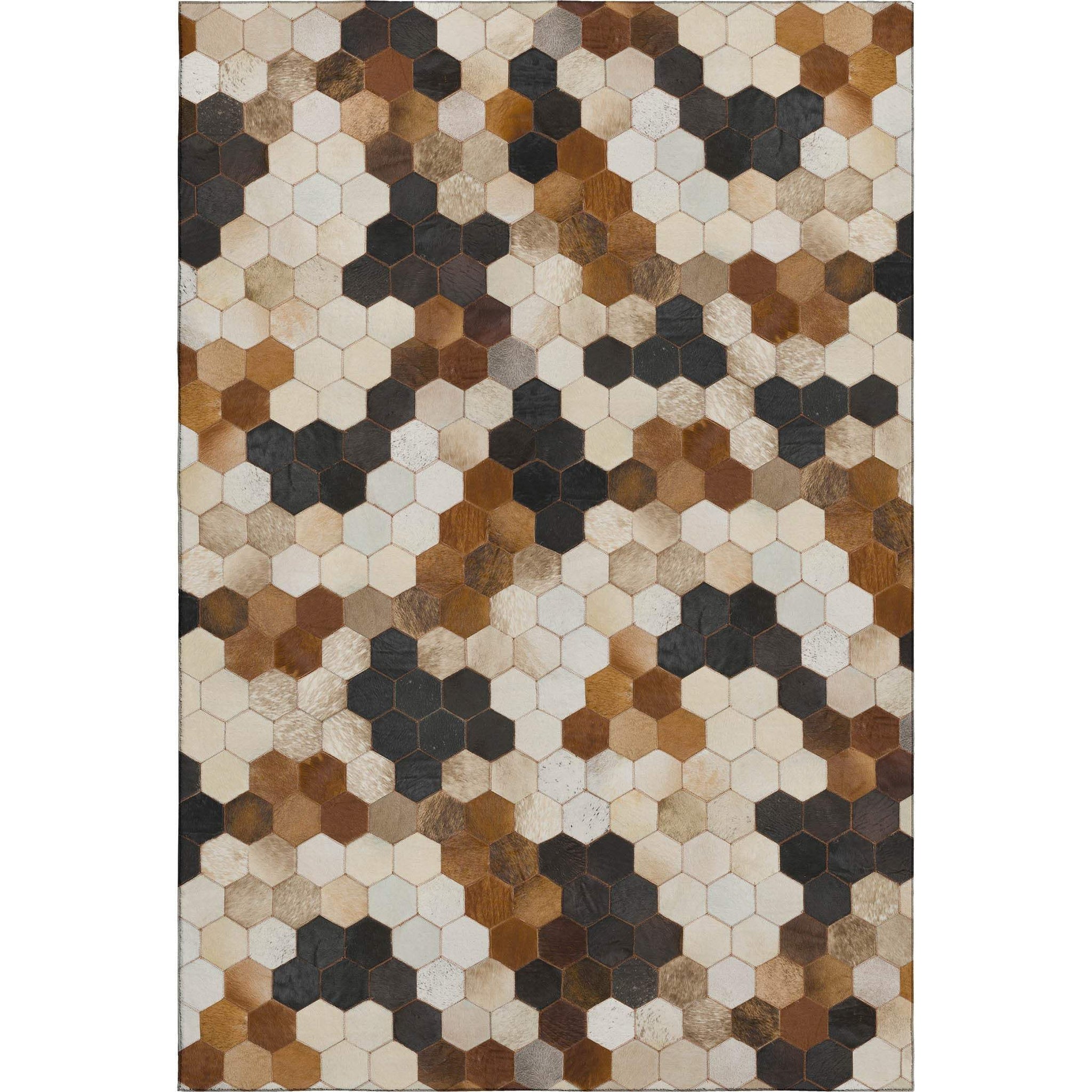5' X 8' Black Brown And Ivory Geometric Washable Area Rug With UV Protection - HomeRoots - Flyclothing LLC