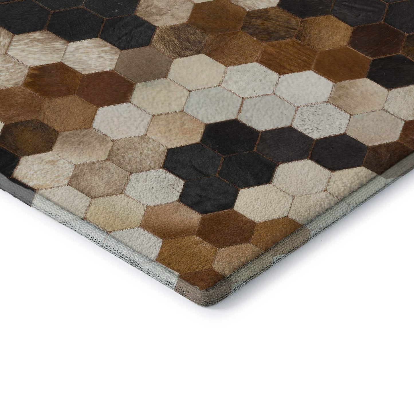 8' Black Brown And Ivory Geometric Washable Round Rug With UV Protection - HomeRoots - Flyclothing LLC