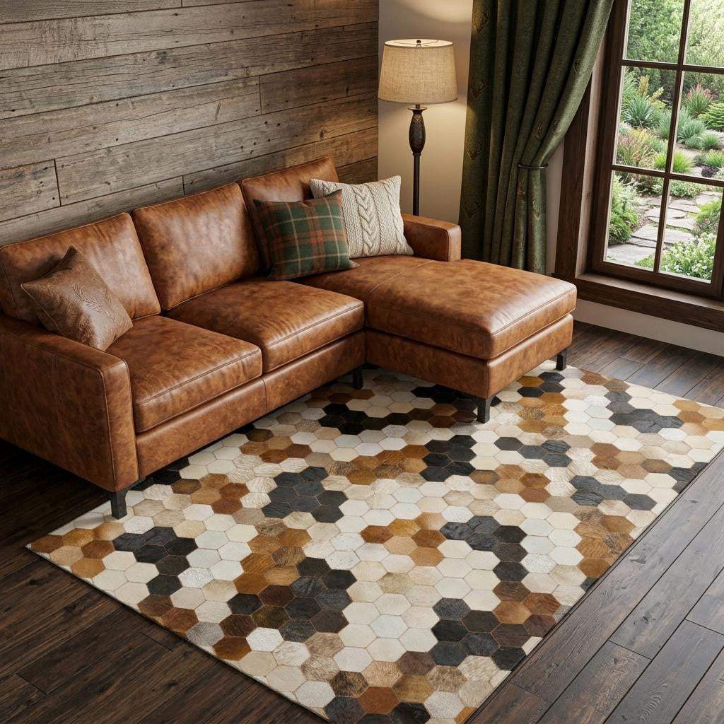 8' X 10' Black Brown And Ivory Geometric Washable Area Rug With UV Protection - HomeRoots - Flyclothing LLC