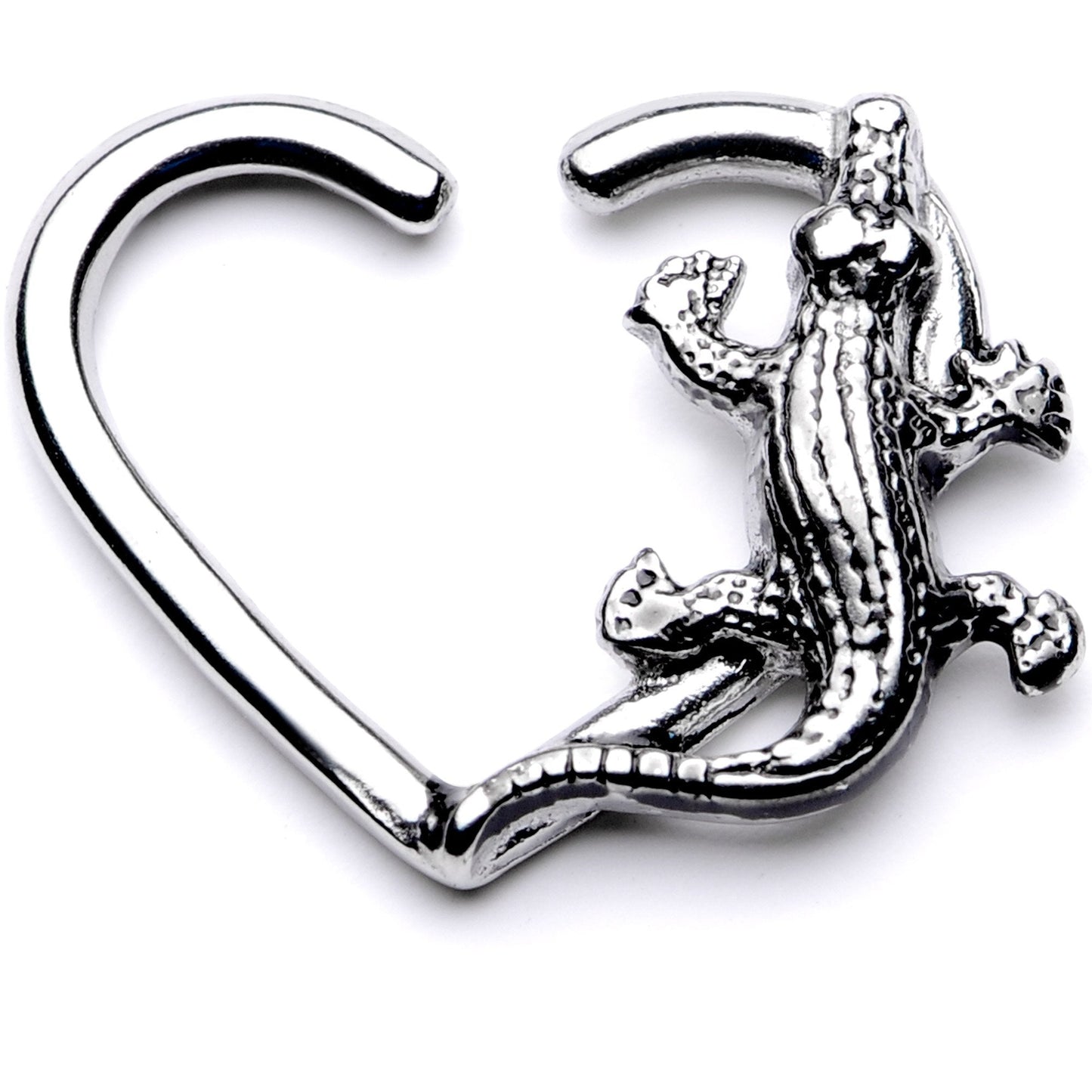 16G 3/8 Slithering Alligator Left Heart Closure Ring - BodyCandy - Flyclothing LLC