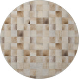 8' Taupe Ivory And Beige Patchwork Washable Round Rug With UV Protection - HomeRoots - Flyclothing LLC