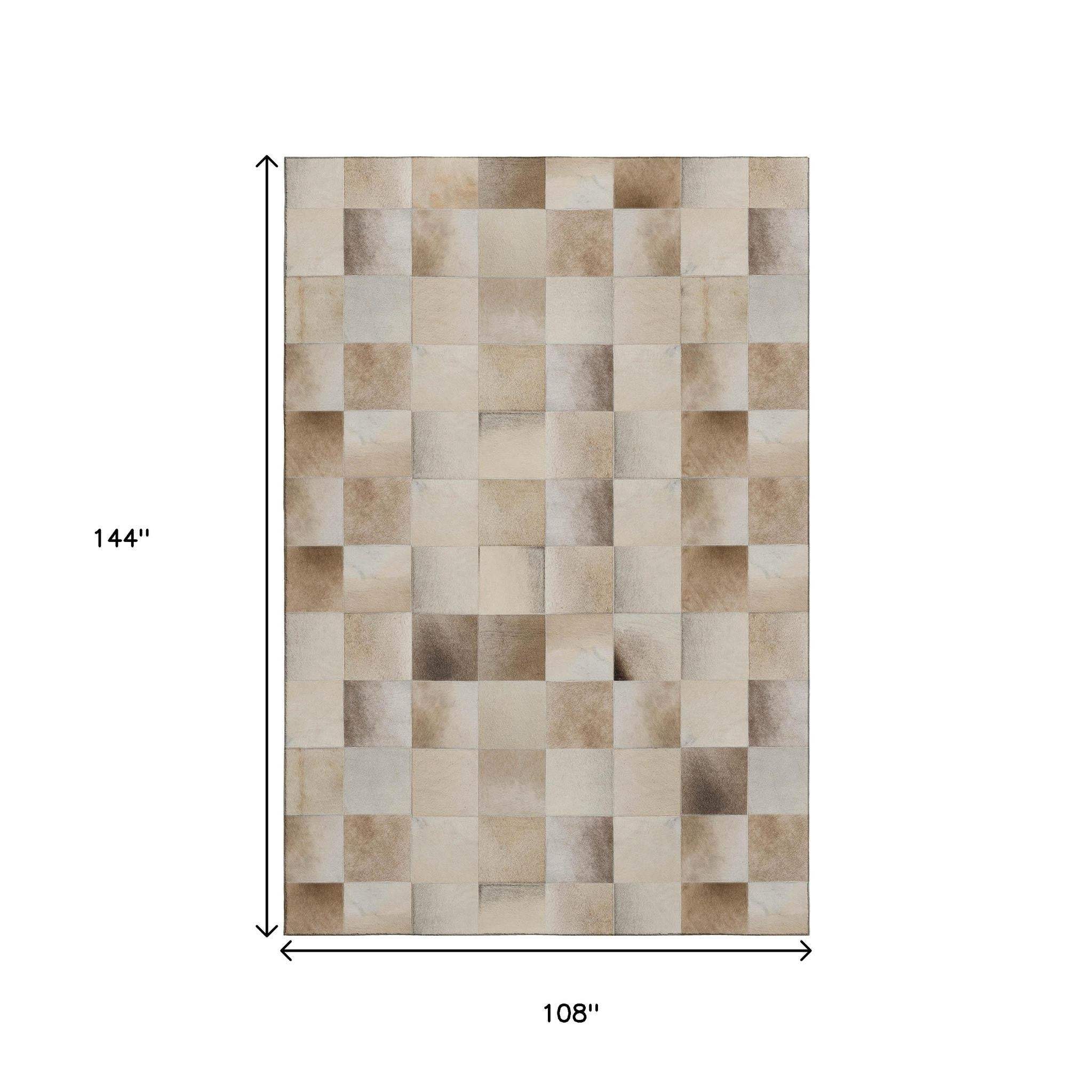 9' X 12' Beige Ivory And Taupe Geometric Washable Area Rug With UV Protection - HomeRoots - Flyclothing LLC