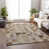 9' X 12' Beige Ivory And Taupe Geometric Washable Area Rug With UV Protection - HomeRoots - Flyclothing LLC