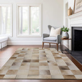 9' X 12' Beige Ivory And Taupe Geometric Washable Area Rug With UV Protection - HomeRoots - Flyclothing LLC