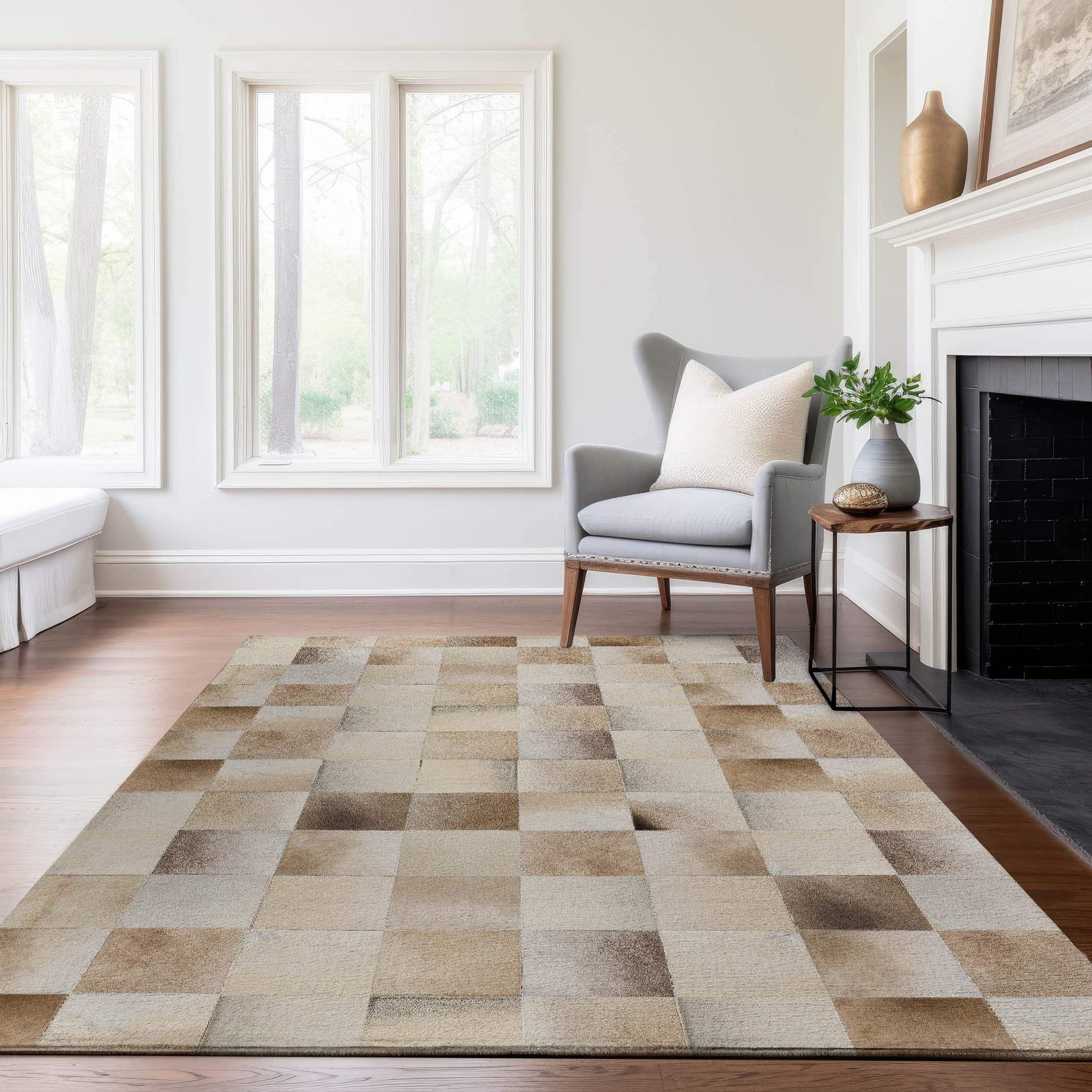 9' X 12' Beige Ivory And Taupe Geometric Washable Area Rug With UV Protection - HomeRoots - Flyclothing LLC