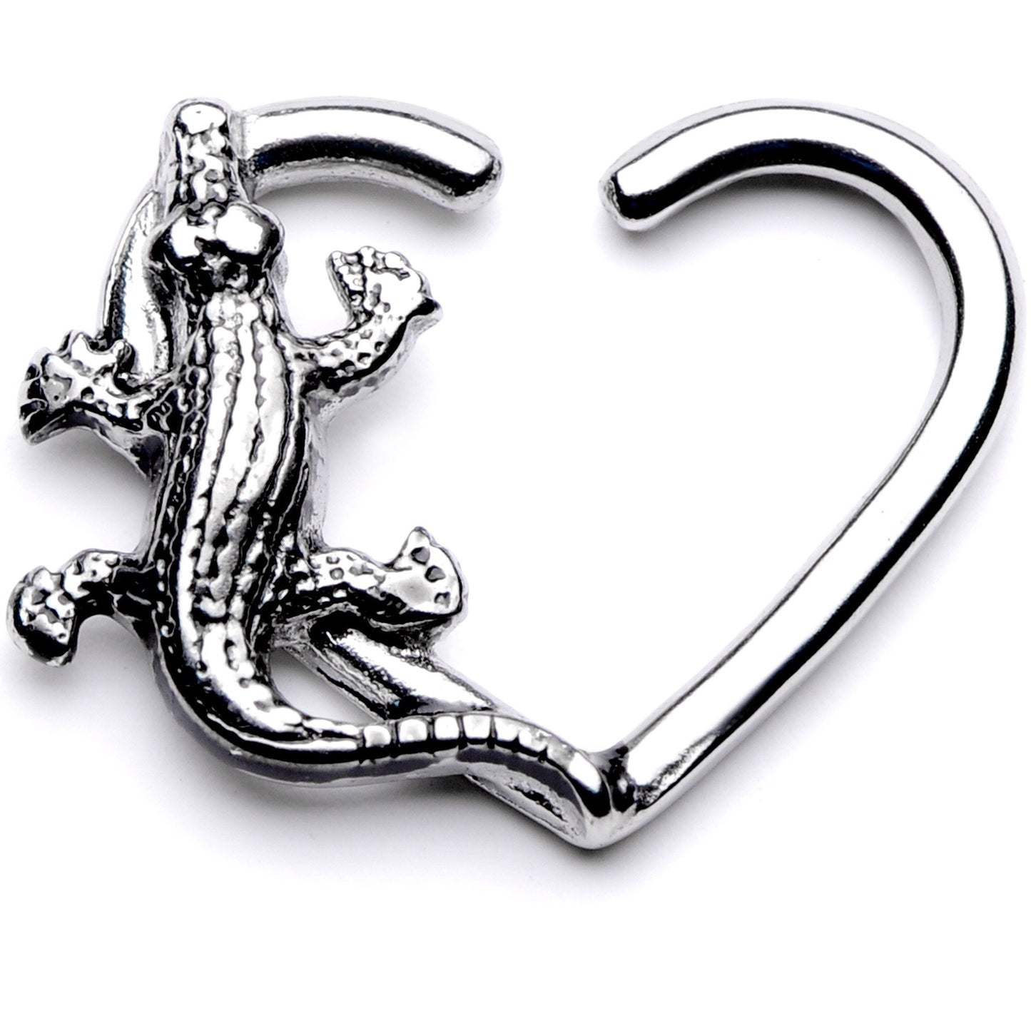 16G 3/8 Slithering Alligator Right Heart Closure Ring - BodyCandy - Flyclothing LLC