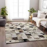 3' X 5' Black Granite Gray And Ivory Cowhide Print Washable Area Rug With UV Protection - HomeRoots - Flyclothing LLC