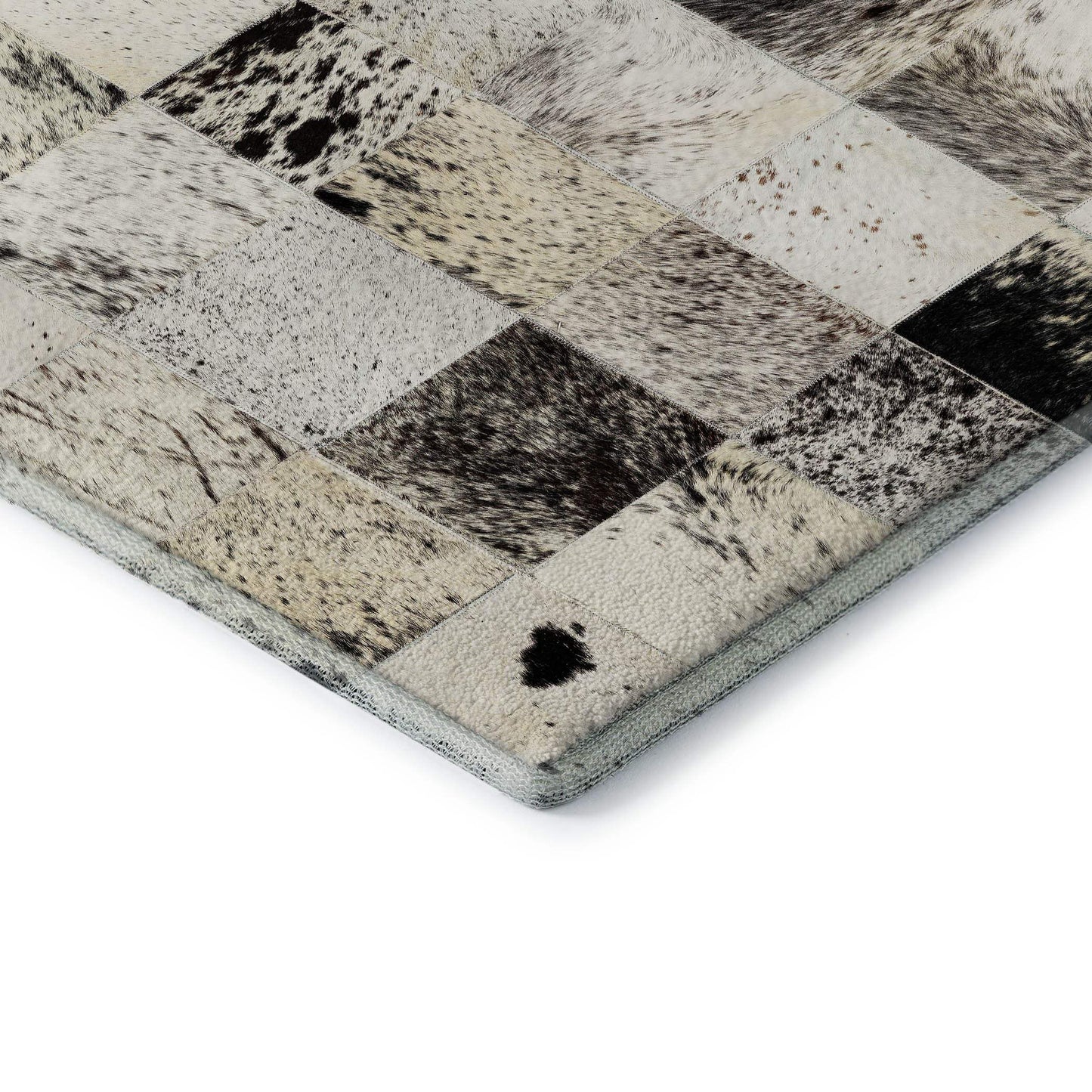 3' X 5' Black Granite Gray And Ivory Cowhide Print Washable Area Rug With UV Protection - HomeRoots - Flyclothing LLC