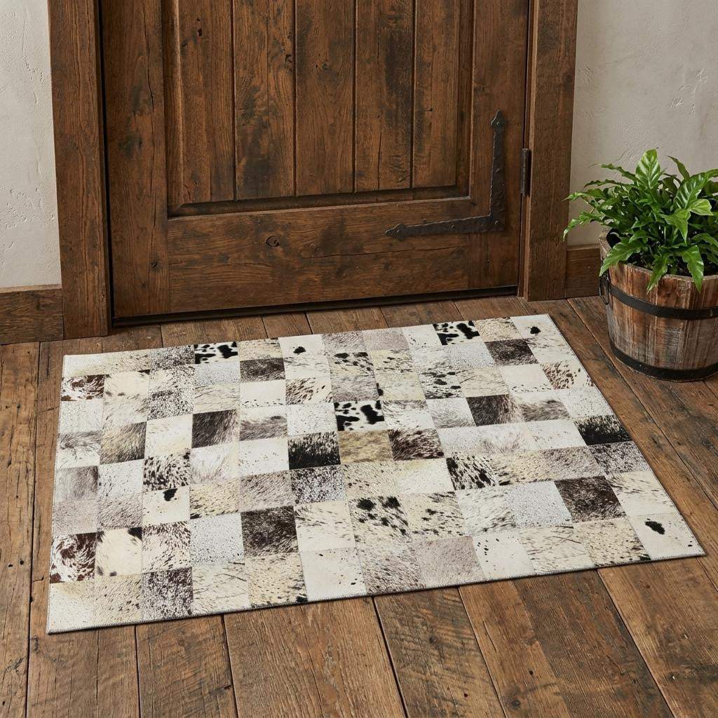 3' X 5' Black Granite Gray And Ivory Cowhide Print Washable Area Rug With UV Protection - HomeRoots - Flyclothing LLC