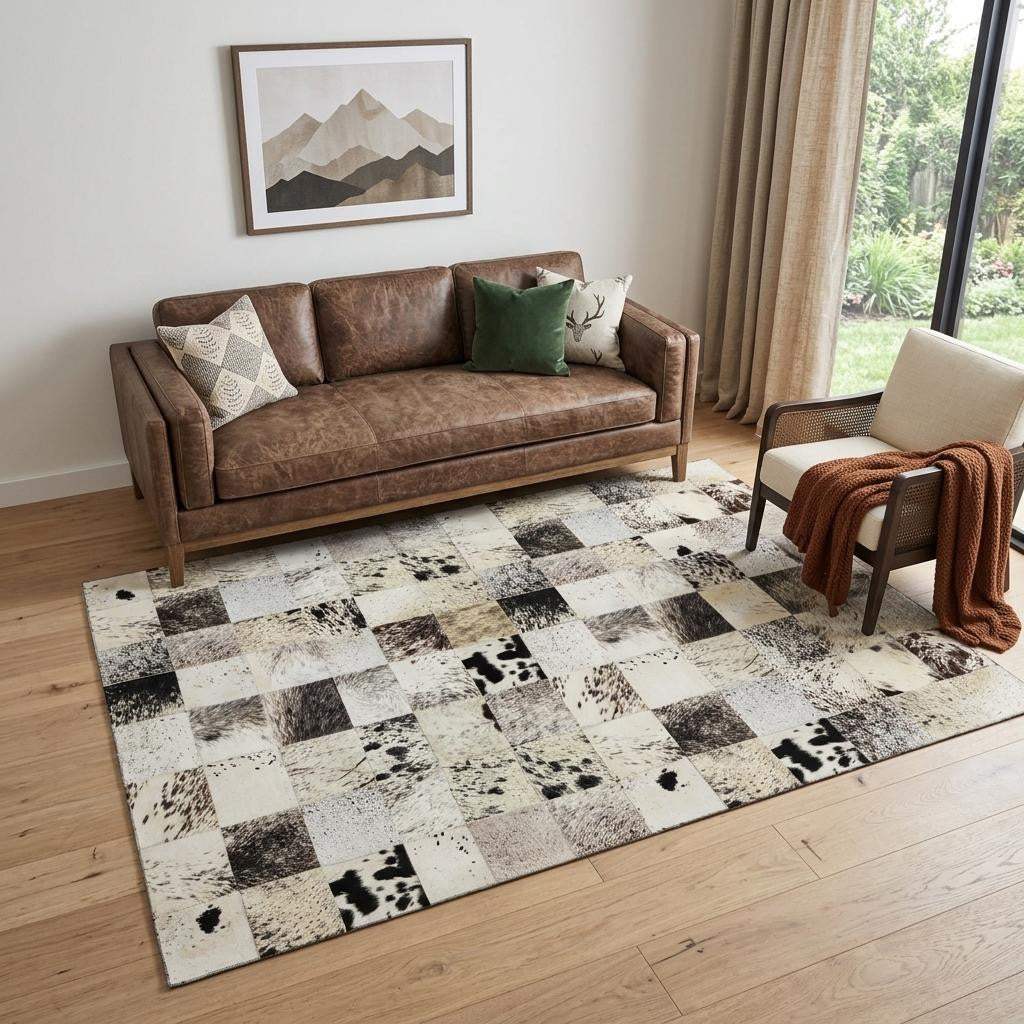 5' X 8' Granite Gray Ivory And Black Patchwork Washable Area Rug With UV Protection - HomeRoots - Flyclothing LLC