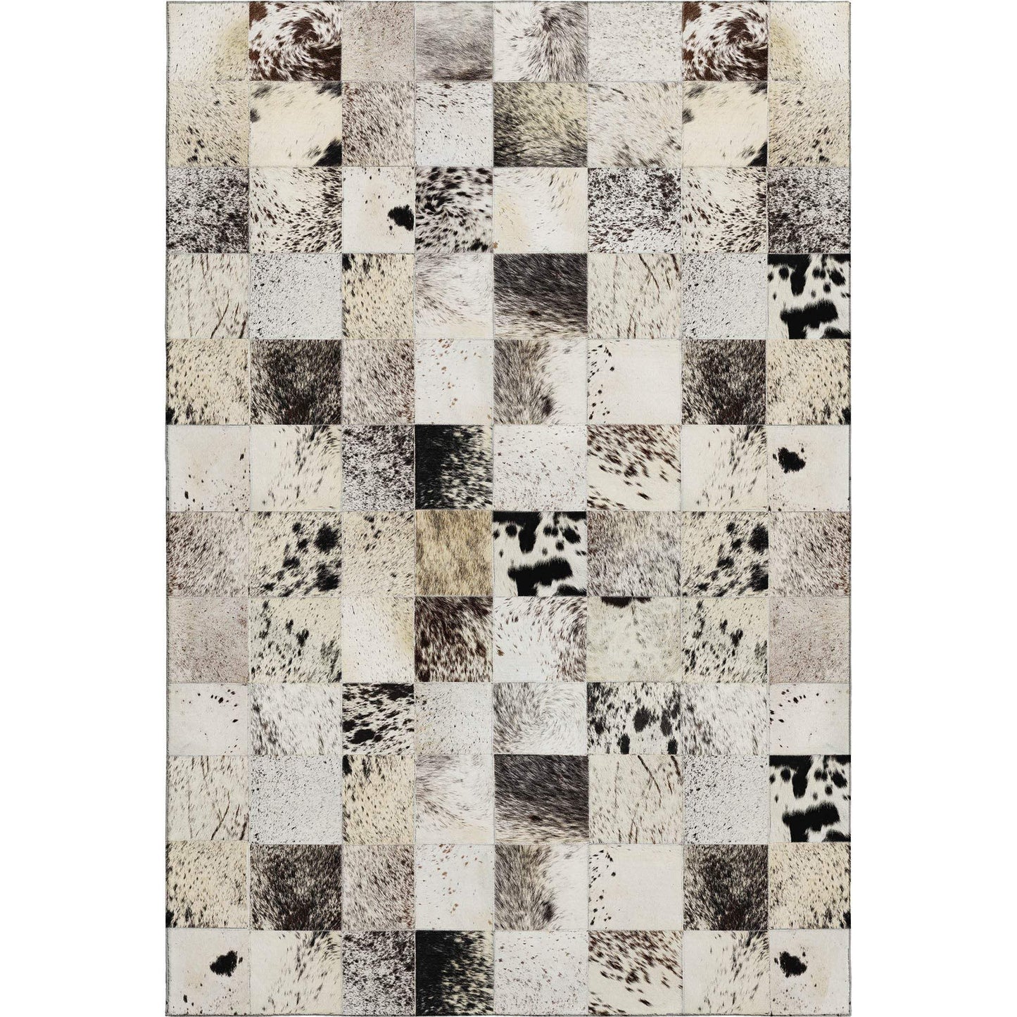 8' X 10' Granite Gray Ivory And Black Patchwork Washable Area Rug With UV Protection - HomeRoots - Flyclothing LLC