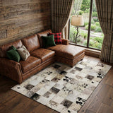 8' X 10' Granite Gray Ivory And Black Patchwork Washable Area Rug With UV Protection - HomeRoots - Flyclothing LLC