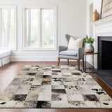 8' X 10' Granite Gray Ivory And Black Patchwork Washable Area Rug With UV Protection - HomeRoots - Flyclothing LLC