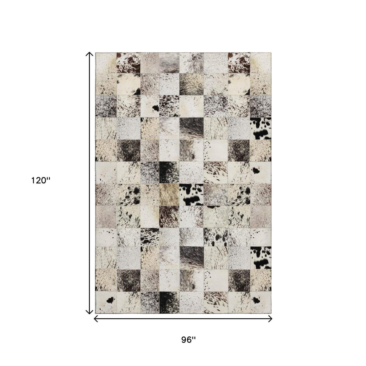 8' X 10' Granite Gray Ivory And Black Patchwork Washable Area Rug With UV Protection - HomeRoots - Flyclothing LLC