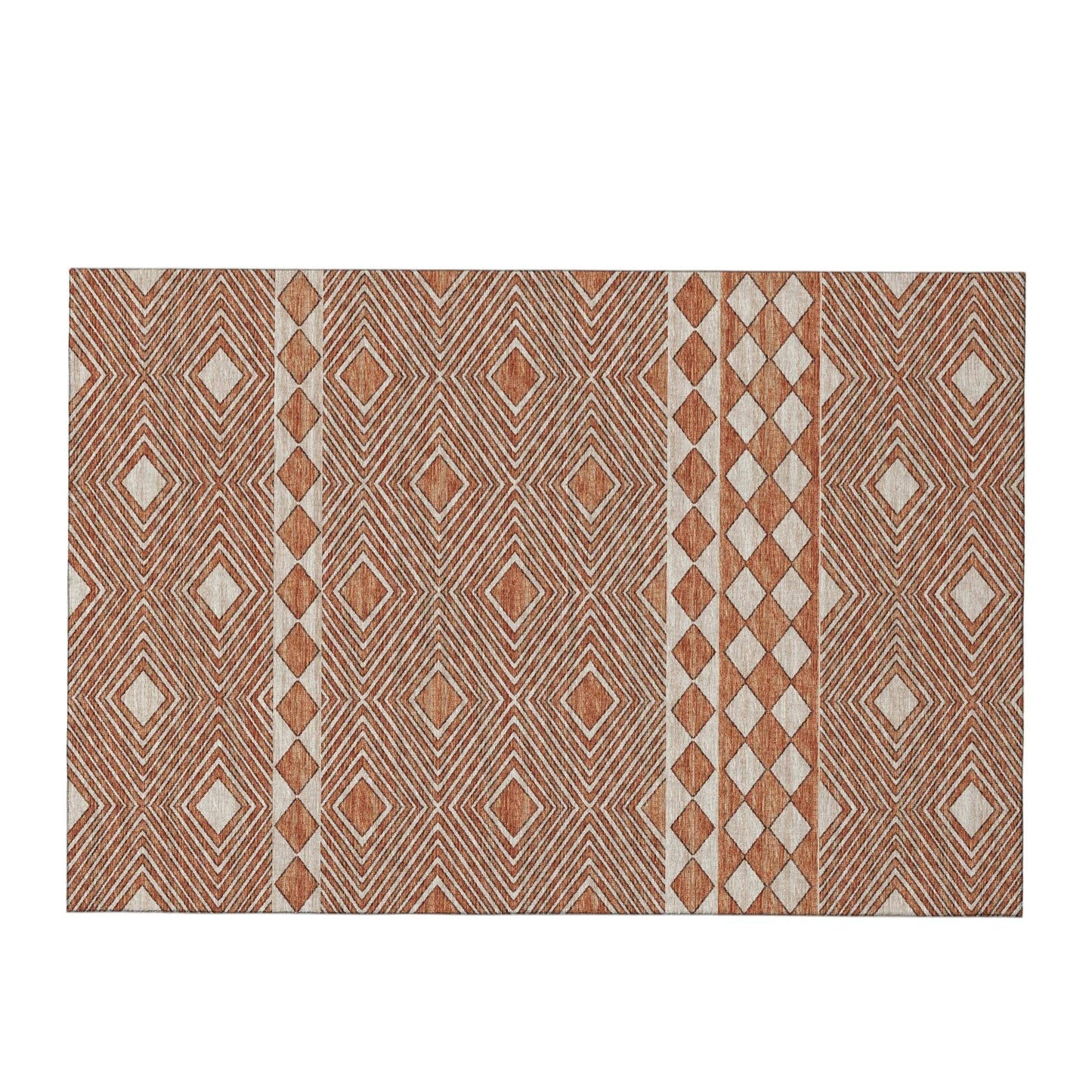 3' X 5' Burnt Sienna And Ivory Tribal Washable Area Rug With UV Protection - HomeRoots - Flyclothing LLC